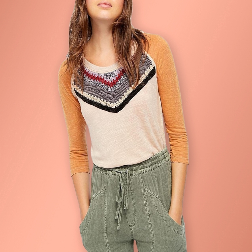 New Free People Spring Bound Baseball Tee - Picture 3 of 16